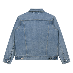 Vintage Wash Denim Jacket - lapel collar and button front detail