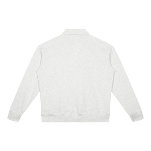VALERO Boxy Quarter-Zip Sweatshirt - ribbed cuff and hem detail