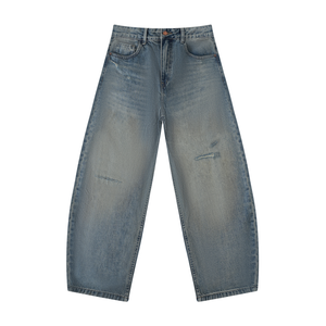 VALERO Distressed Barrel Leg Jeans 340 GSM