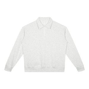 VALERO Boxy Quarter-Zip Sweatshirt in white gray - loose boxy fit pullover