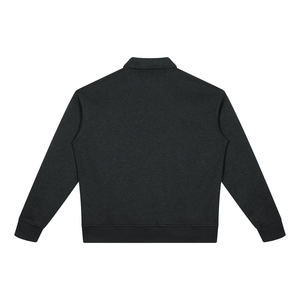 VALERO Boxy Quarter-Zip Sweatshirt - quarter-zip collar detail