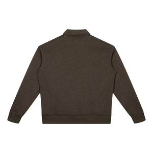 VALERO Boxy Quarter-Zip Sweatshirt - short boxy length and drop shoulder shape