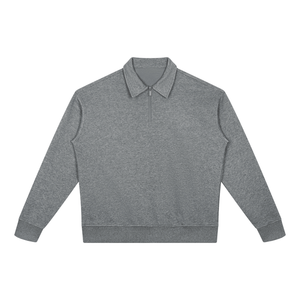 VALERO Boxy Quarter-Zip Sweatshirt in flower gray - boxy quarter-zip pullover
