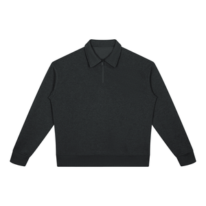 VALERO Boxy Quarter-Zip Sweatshirt in black - 350 GSM boxy drop shoulder pullover