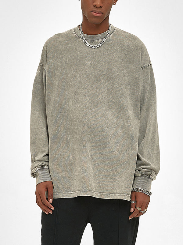 Acid Wash Oversize Long Sleeve T-Shirt – 250 GSM for Casual Style