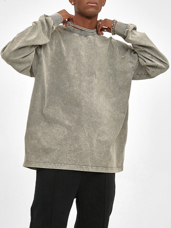 Acid Wash Oversize Long Sleeve T-Shirt – 250 GSM for Casual Style