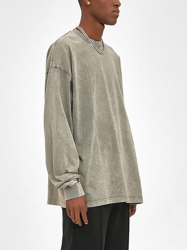 Acid Wash Oversize Long Sleeve T-Shirt – 250 GSM for Casual Style