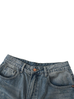 VALERO Distressed Barrel Leg Jeans 340 GSM