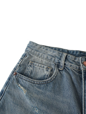 VALERO Distressed Barrel Leg Jeans 340 GSM