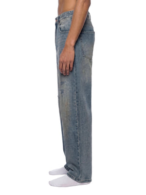 VALERO Distressed Barrel Leg Jeans 340 GSM