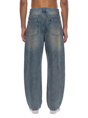 VALERO Distressed Barrel Leg Jeans 340 GSM